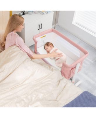 Portable Baby Bedside Bassinet with 5-level Adjustable Heights and Travel Bag