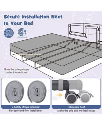Baby Bassinet Bedside Sleeper with 6-Level Adjustable Height