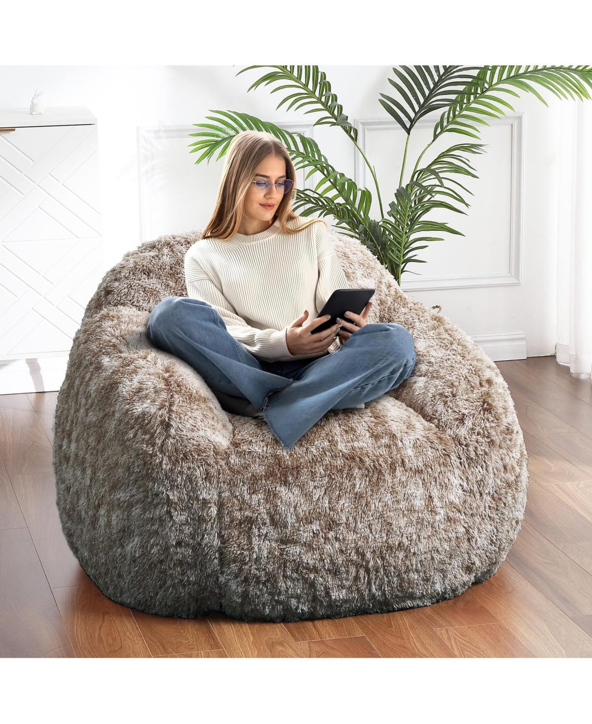gaomon Bean Bag Chairs for Adults, Faux Fur Bean Bag Chair with Filler