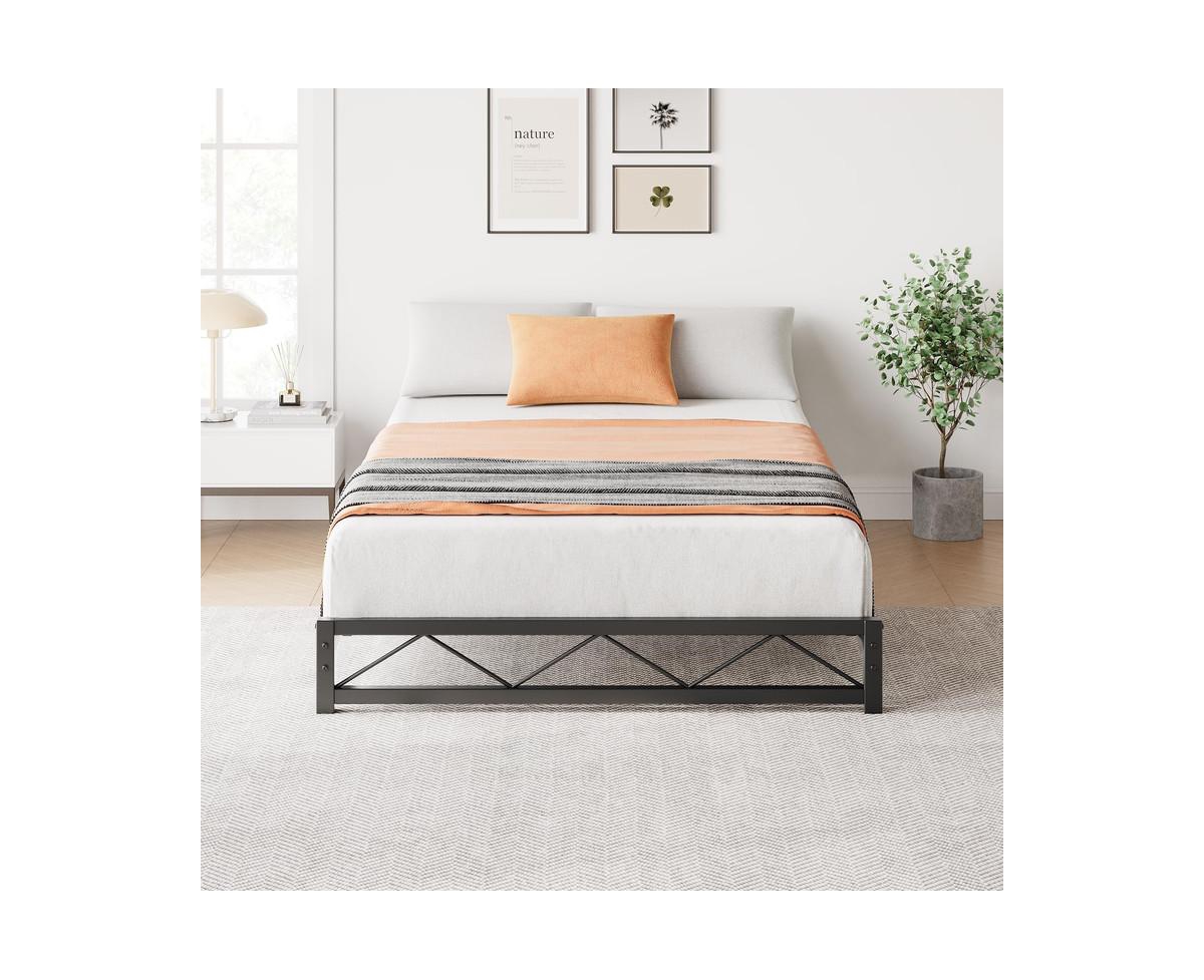 gaomon 6 Inches Size Metal Platform Bed Frame,Low Bed Frame with Steel Slat Support, Mattress Foundation, No Box Spring Needed, Easy Assembly - B