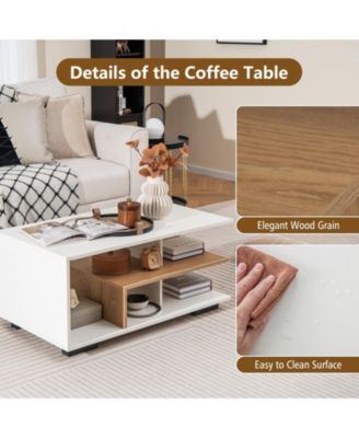 Rectangular Table with L-shaped Middle Shelf