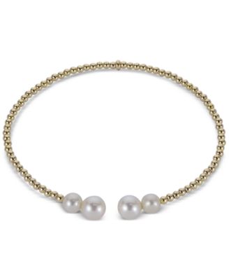 Macy's - Cultured Freshwater Pearl (4-7mm) Cuff Bracelet in 14k Yellow Gold