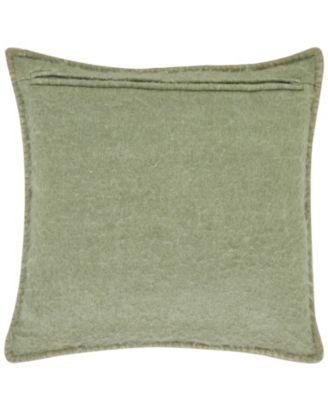 Oversized Moss Faux Mohair Decorative Pillow Cover, Green, 24" x 24"