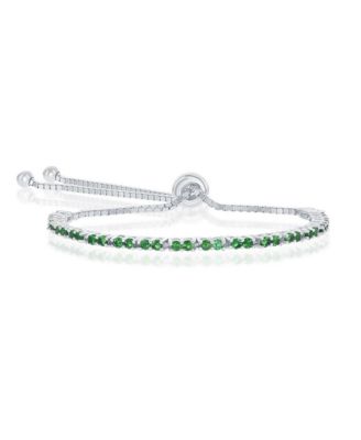 Sterling Birthstone CZ Tennis Bolo Bracelet