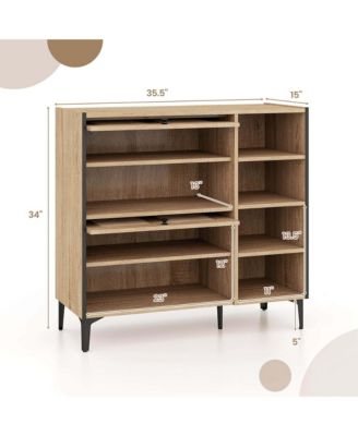 Shoe Storage Cabinet with Flip Doors Adjustable and Removable Shelves for Entryway