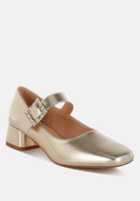 Womens Abeba Diamante Brooch Metallic Mary Jane Pumps