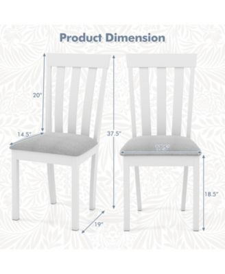 Dining Chair Set of 2 Upholstered Wooden Kitchen Chairs with Padded Seat and Rubber Wood Frame