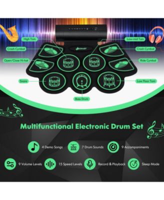 Electronic Drum Set with 2 Build-in Stereo Speakers for Kids
