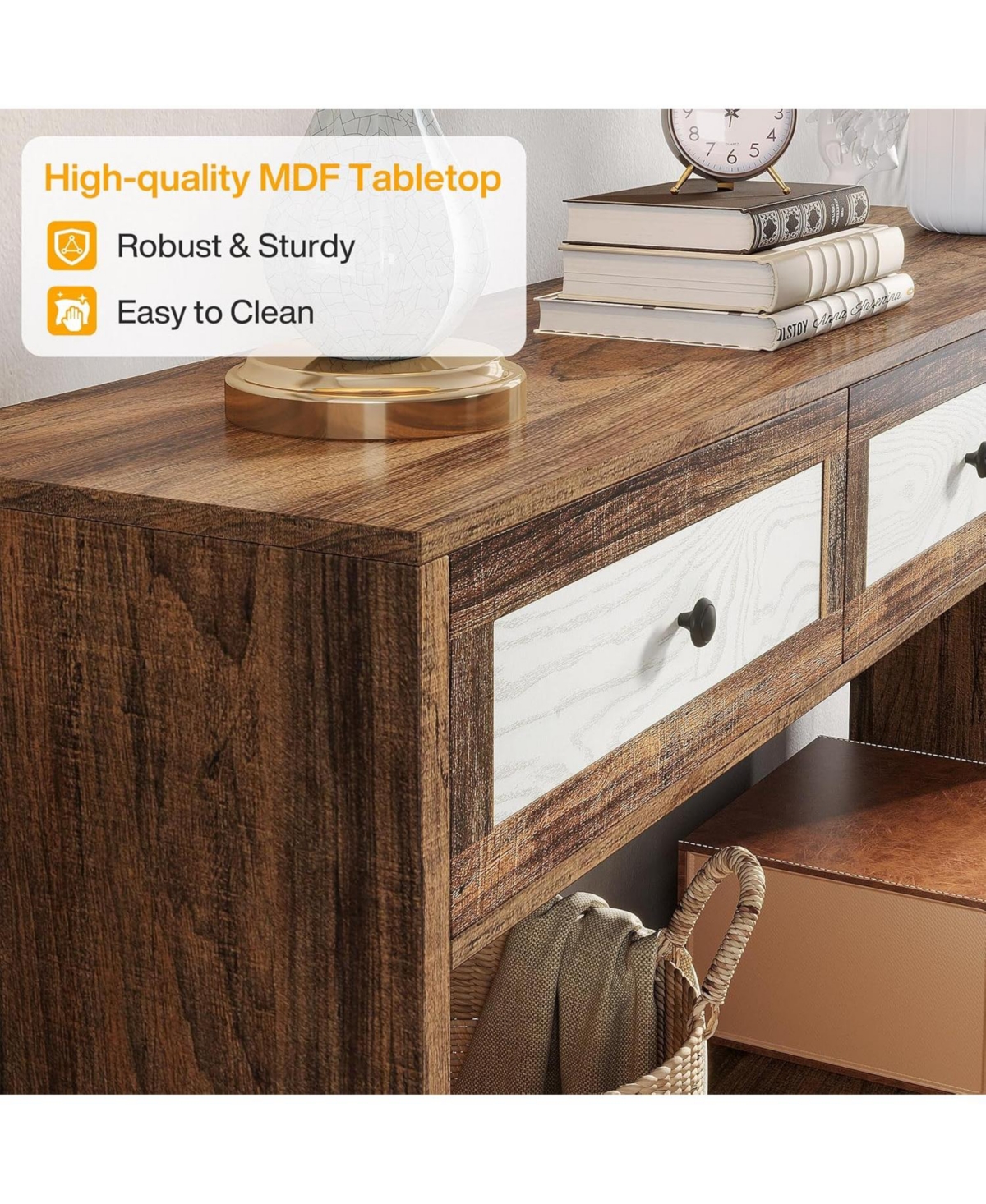 Tribesigns 59-Inch Console Table with 3 Drawers, Farmhouse Entryway Foyer Table with Storage, Long Sofa Hallway Table, Wood Console Table for Living R