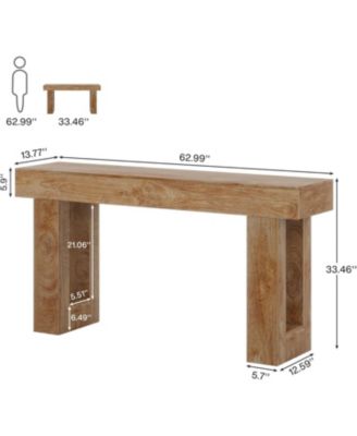 Long Console Table, 63 inches Wooden Rectangular Sofa Table for Behind the Couch, Farmhouse Entryway Table for Hallway, Living Room