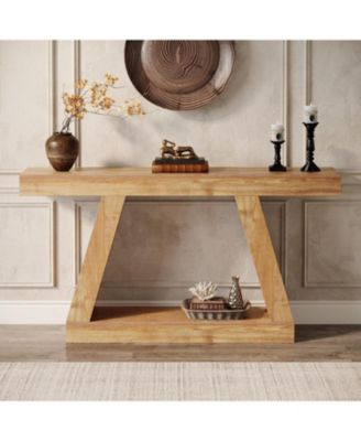 1 Pc Wood Console Table 55 Inch Farmhouse Rustic Sofa Table Storage Industrial Entryway Hallway Living Room