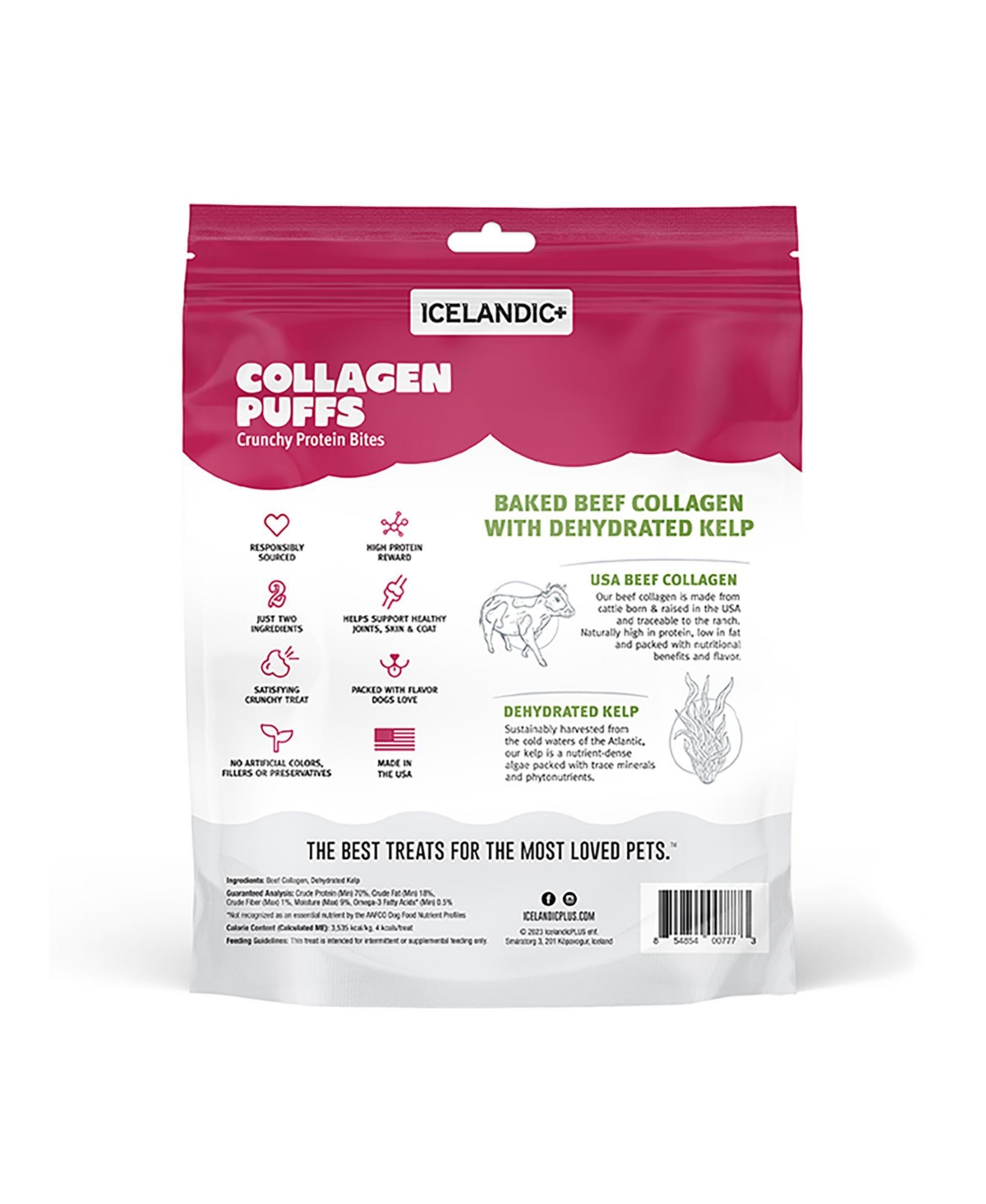 Icelandic+ Collagen Puffs: Beef With Dehydrated Kelp - Dog Treat