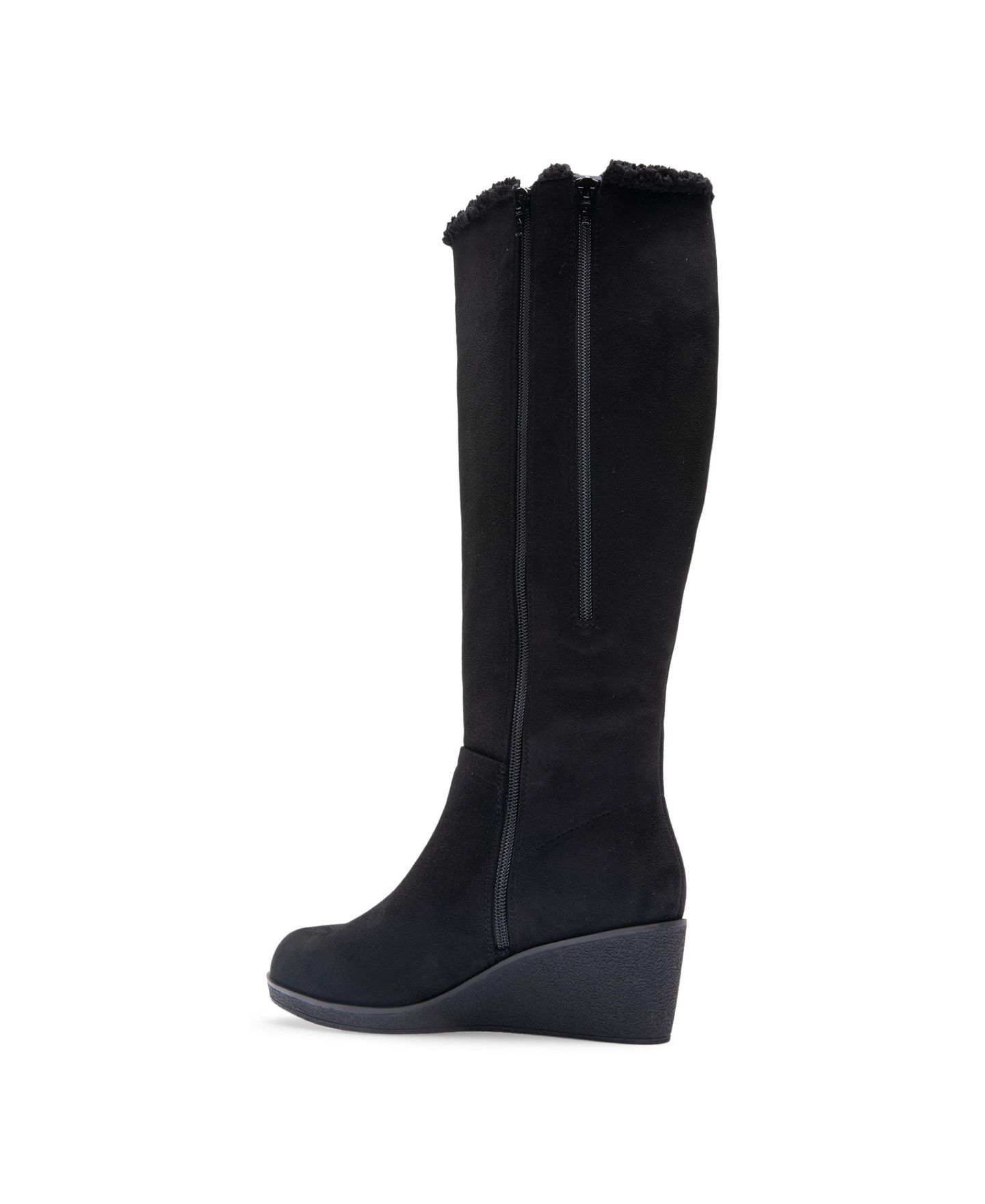 Женские ботинки Aerosoles Binocular Shearling Tall Wedge, цвет: Чёрный искусственный замшевый — фото 7