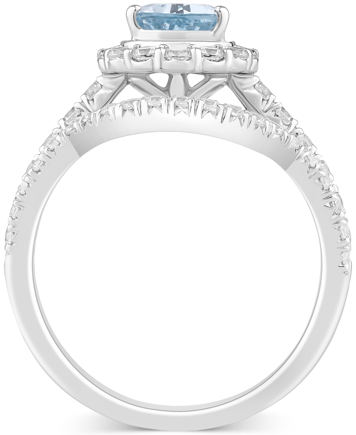 (1 ct. t.w.) & Diamond (3/4 ct. t.w.) Pear Halo Bridal Set in 14k White Gold - Aquamarine