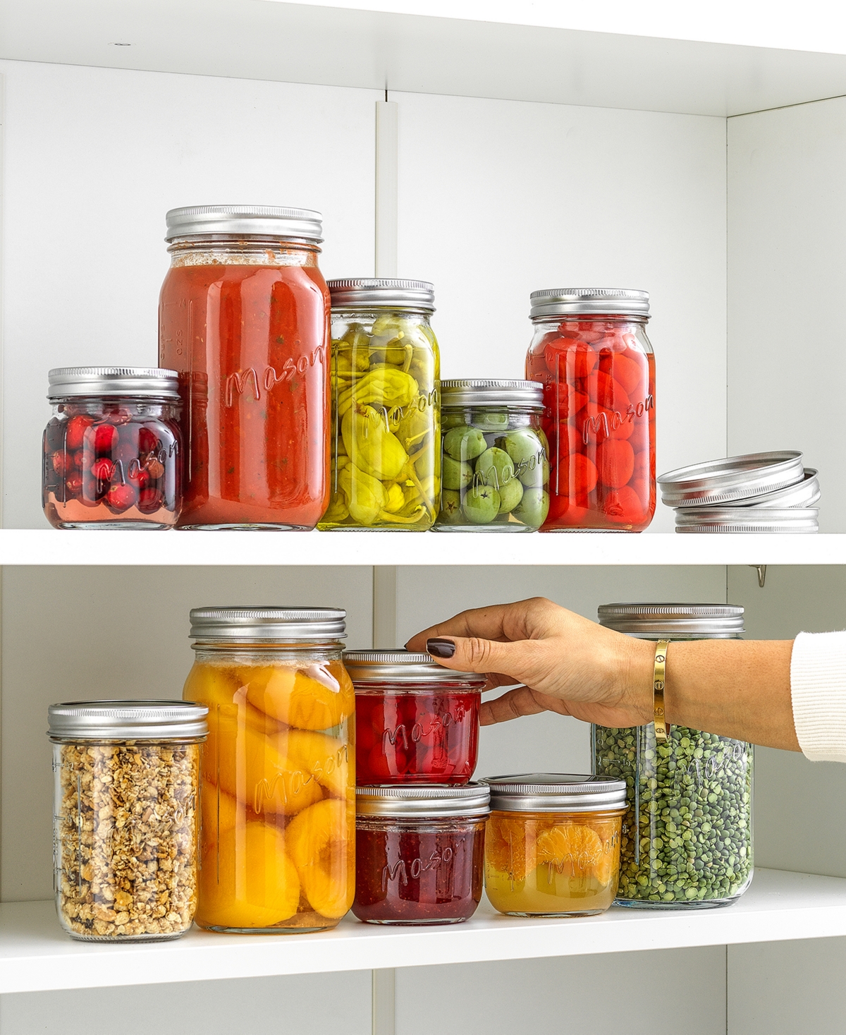 JOYJOLT WIDE SET OF 6 MASON JARS WITH AIRTIGHT LIDS 