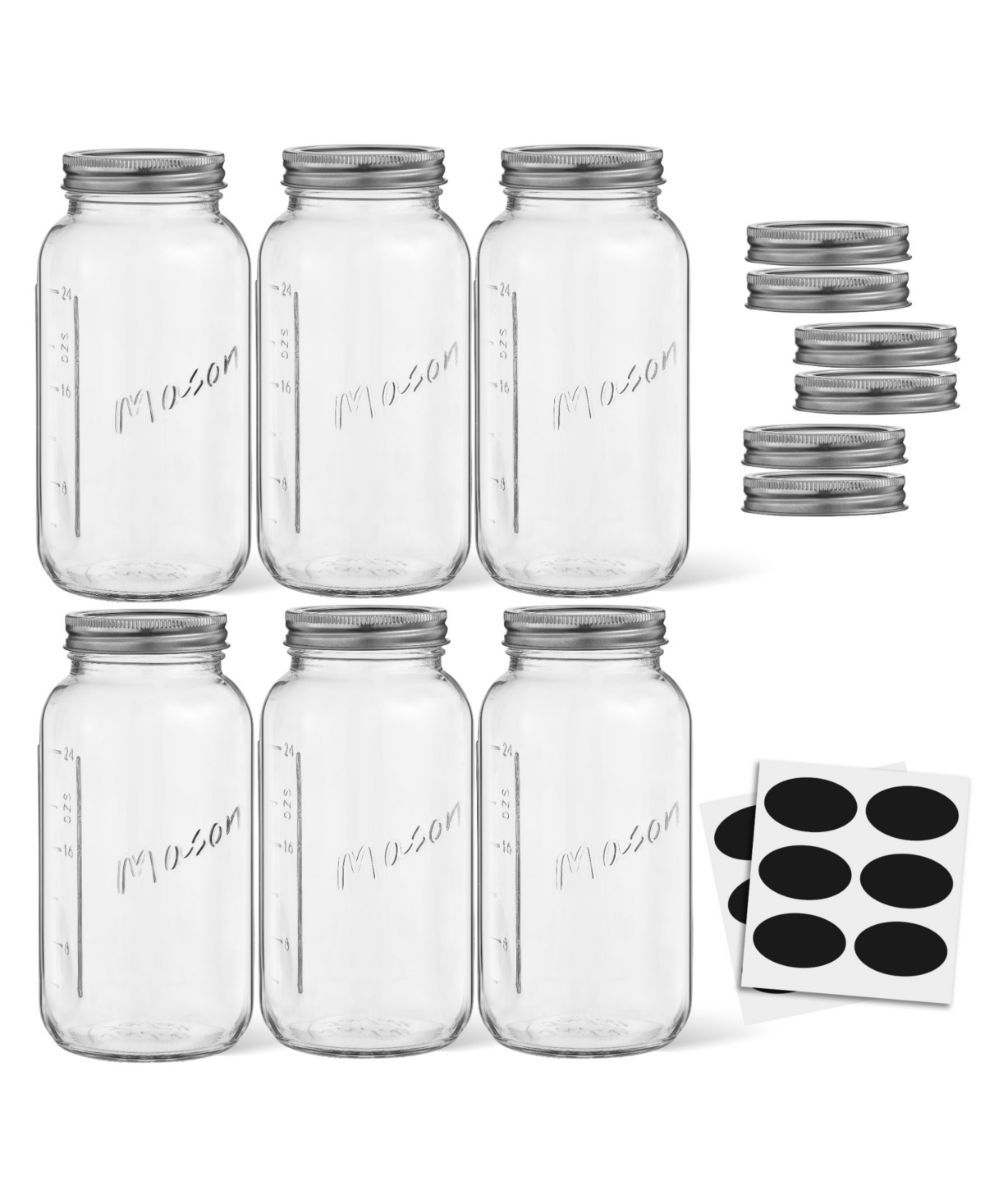 Shop Joyjolt Regular Set Of 6 Mason Jars With Airtight Lids In Clear
