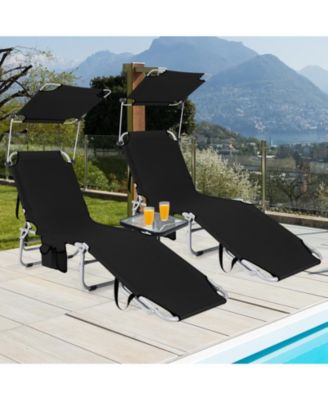 Set of 2 Portable Reclining Chair with 5 Adjustable Positions