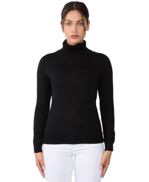 Женский свитер JENNIE LIU 100% Cashmere Turtleneck Sweater Tissue Weight Cashmere Sweaters, цвет: Чёрный