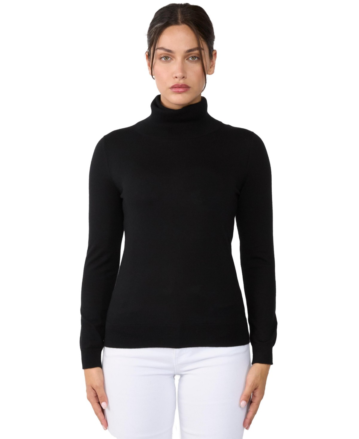 Женские JENNIE LIU Women's 100% Cashmere Turtleneck Sweater | Tissue Weight Cashmere Sweaters — фото 1