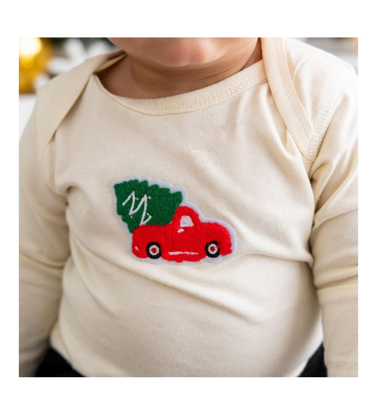 Sweet Wink Baby Boys Christmas Truck Patch Long Sleeve Bodysuit