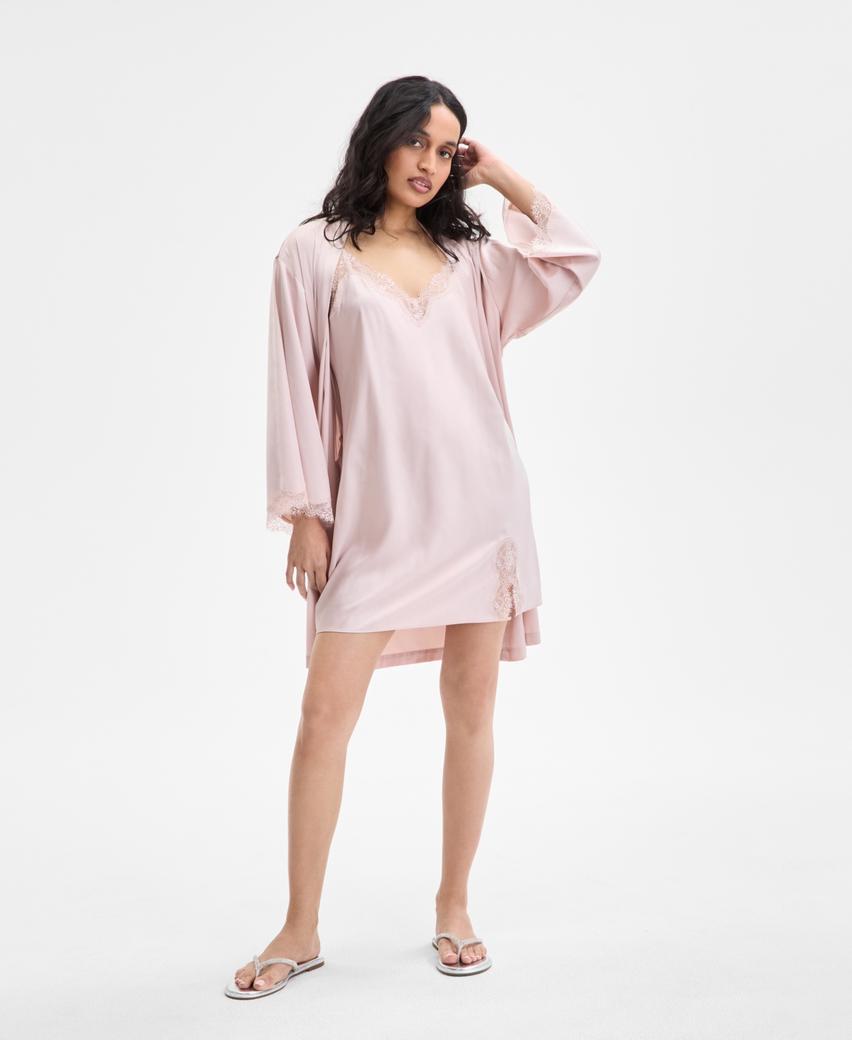INC INTERNATIONAL CONCEPTS WOMEN'S LACE-TRIM SATIN CHEMISE, EXCLUSIVELY AT MACY'S 
