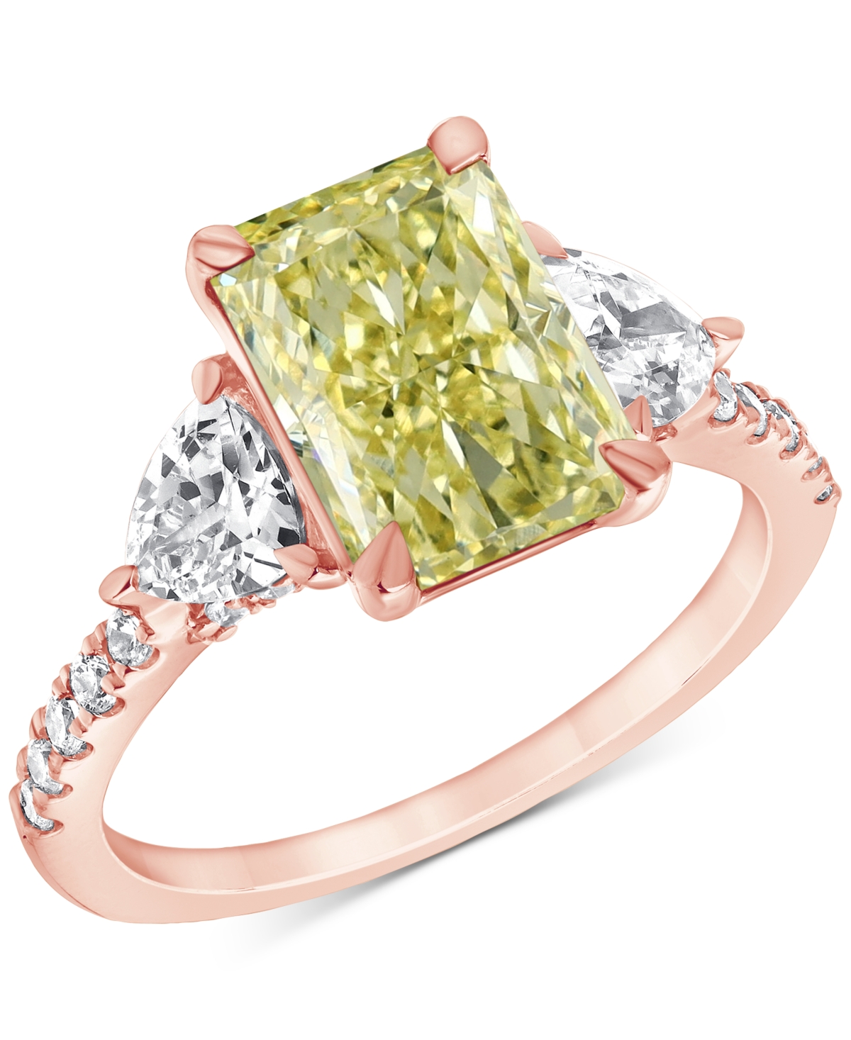 Badgley Mischka Igi Certified Lab Grown Yellow Diamond Radiant-cut Bridal Set (3-3/4 Ct. T.w.) In 14k White, Yellow In Rose Gold