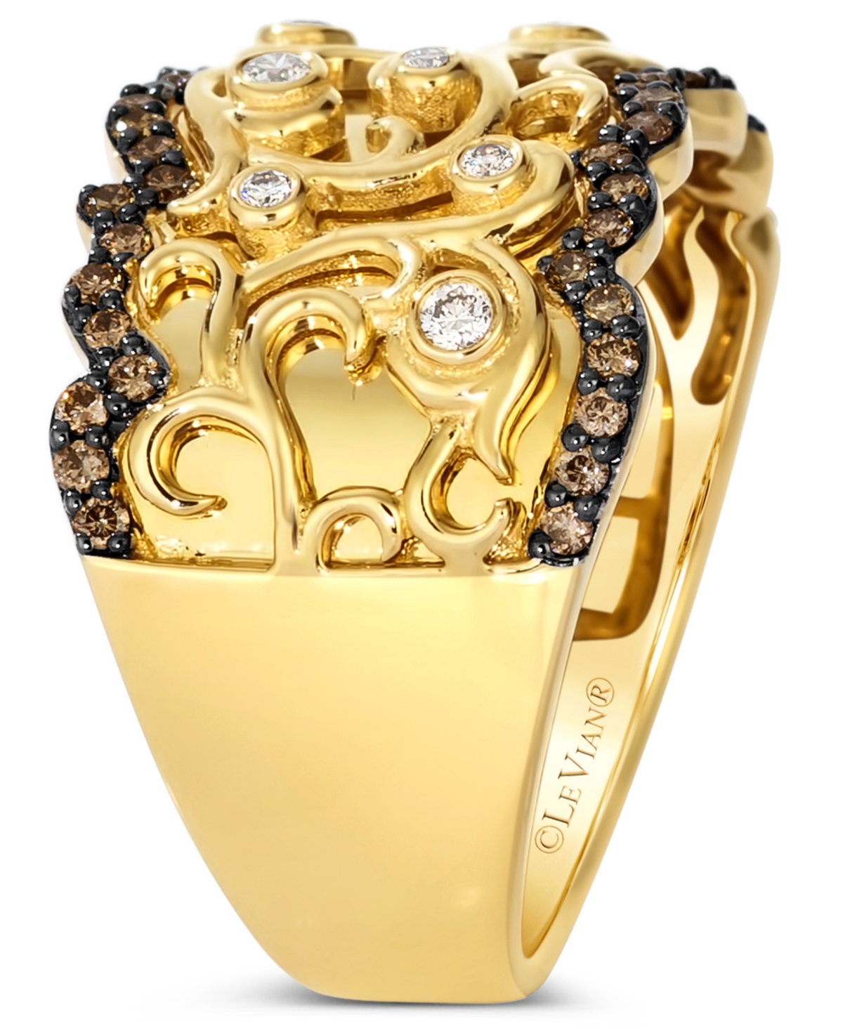 Le Vian Nude Diamond & Chocolate Diamond Filigree Ring (3/8 Ct. T.w.) In 14k Honey Gold In Yellow Gold