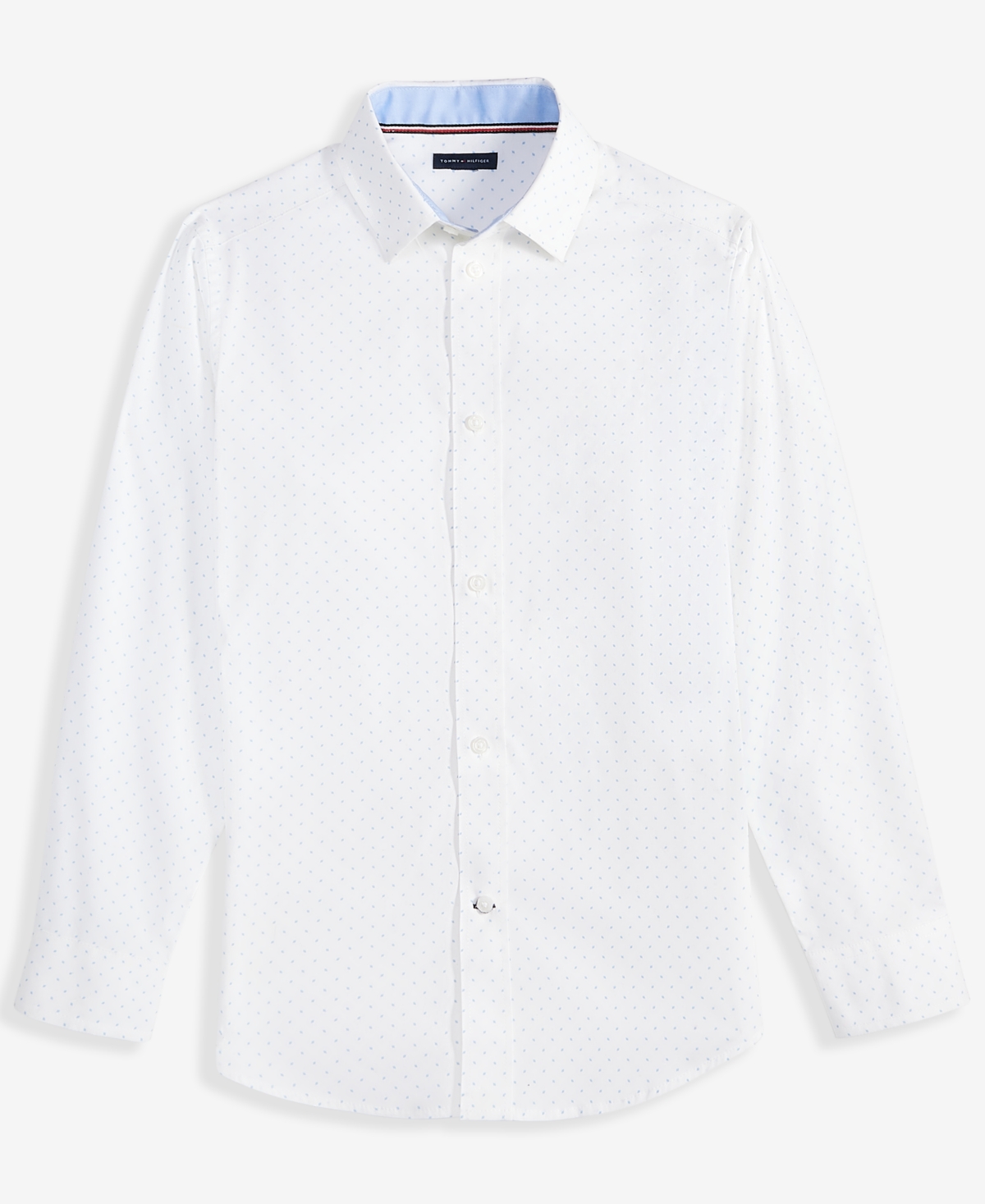 Shop Tommy Hilfiger Big Boys Long-sleeve Stretch Diamond Geo-print Shirt In White