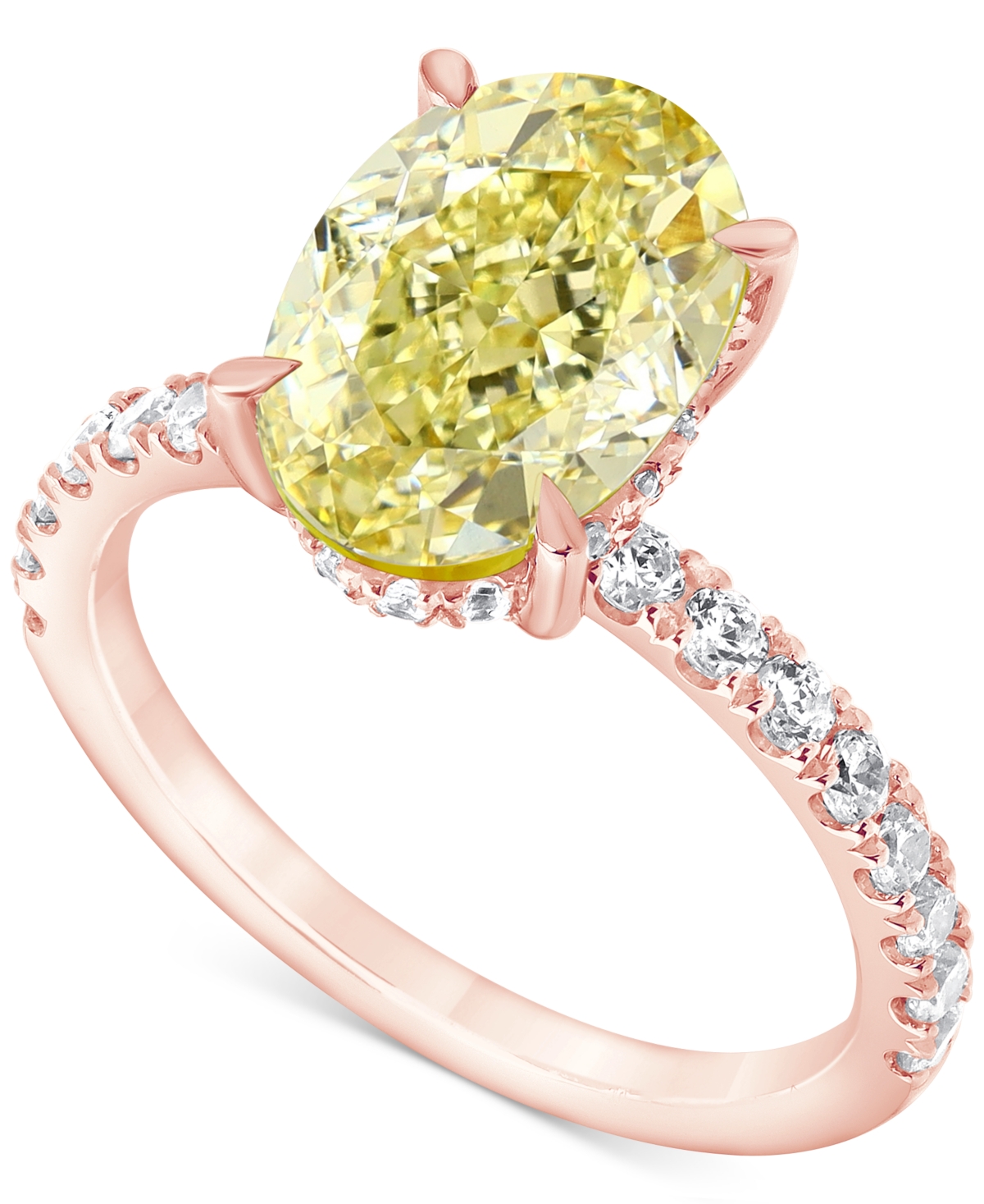 Igi Certified Lab Grown Yellow Diamond Oval-Shaped Engagement Ring (3-1/2 ct. t.w.) in 14k White, Yellow or Rose Gold - White Gold