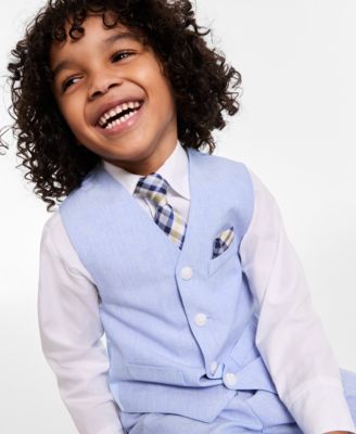 Toddler & Little Boys Vest, Plaid Tie, Shirt & Pants, 4 Piece Set
