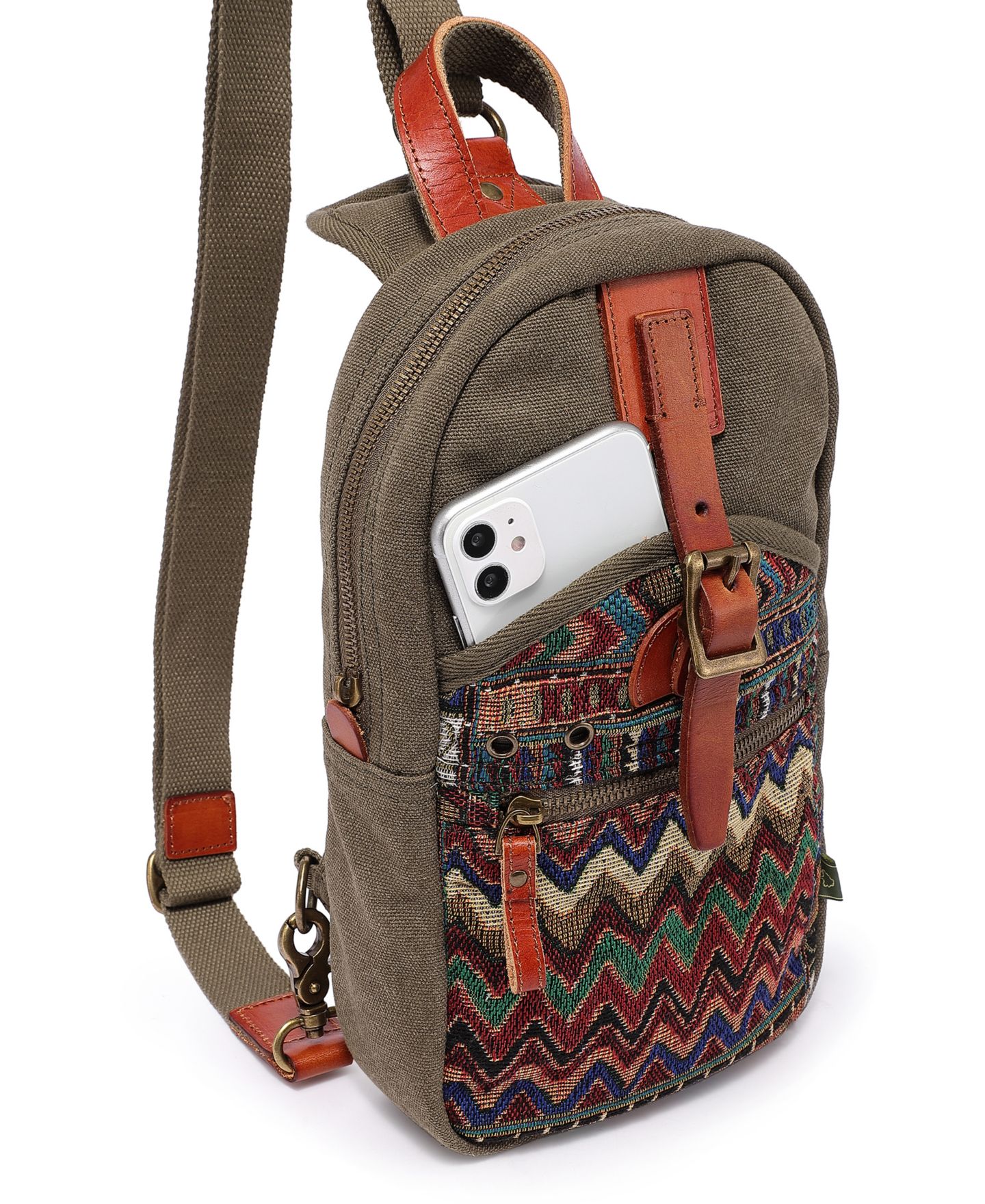 Женская сумка TSD BRAND Four Season Canvas Sling, цвет: Кофейный — фото 14