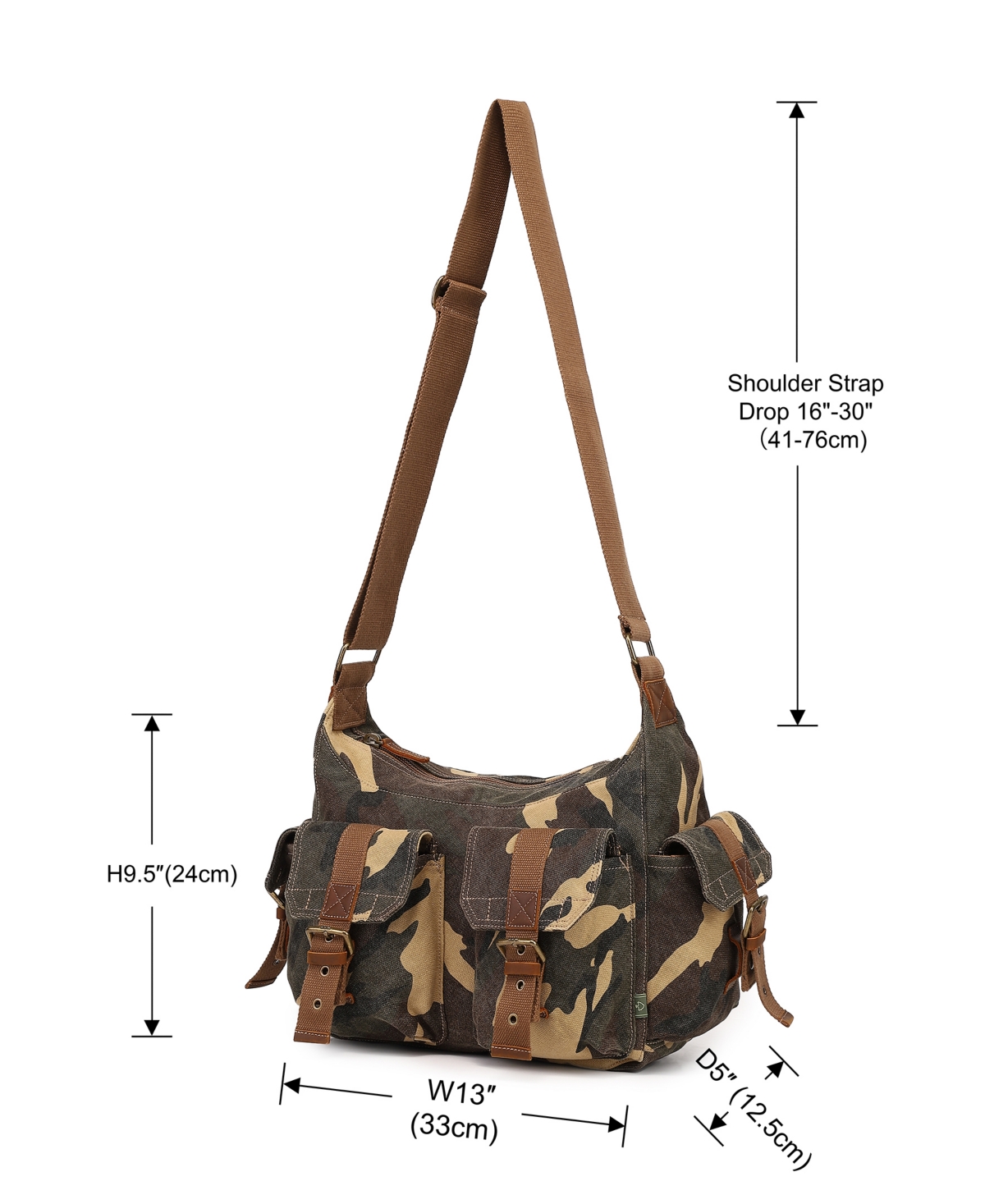 Tsd Brand Leaf Hill Mail Medium Shoulder Bag In Khaki Camo