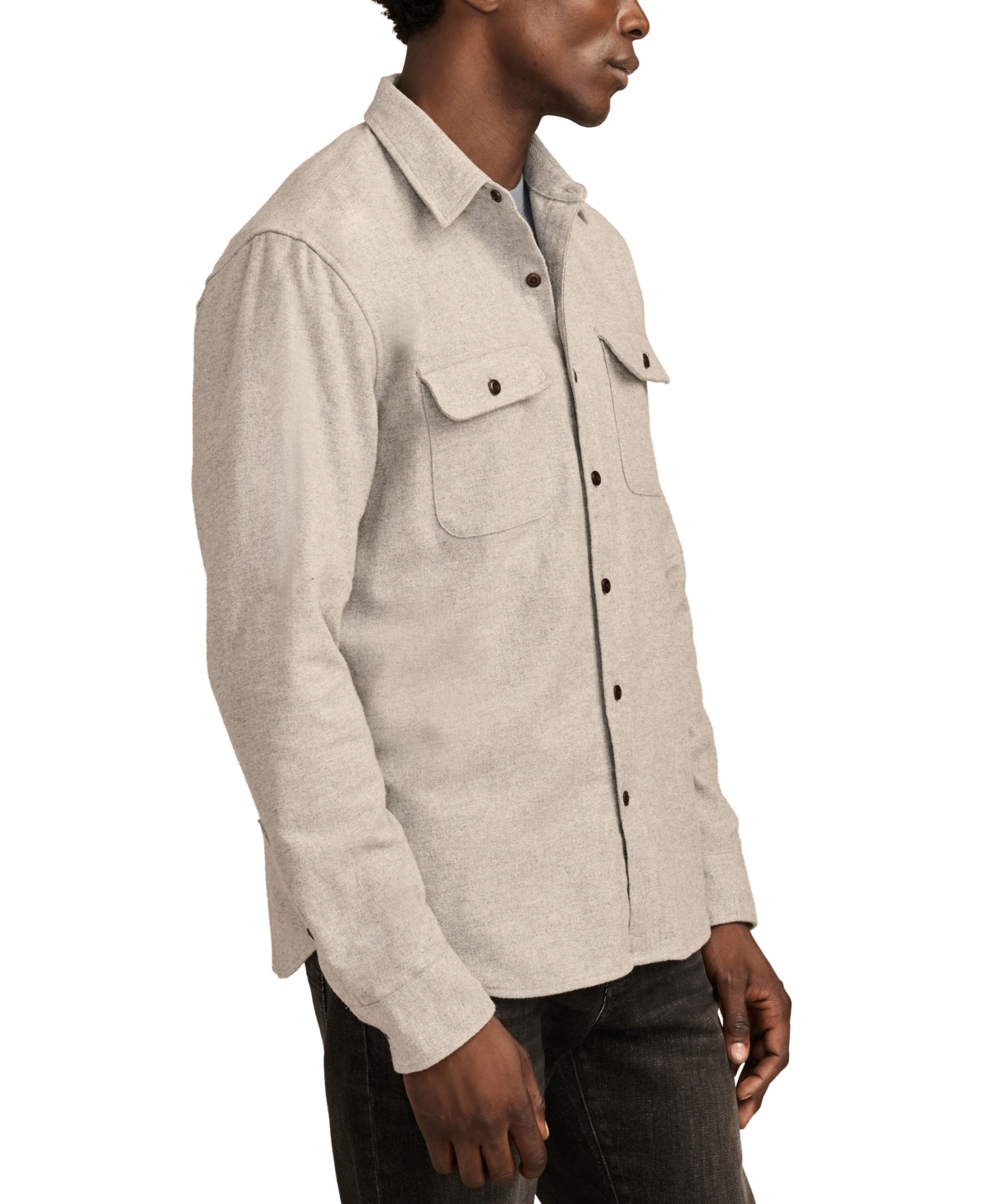Lucky Brand Men's Solid Cloud Soft Long Sleeve Flannel Shirt