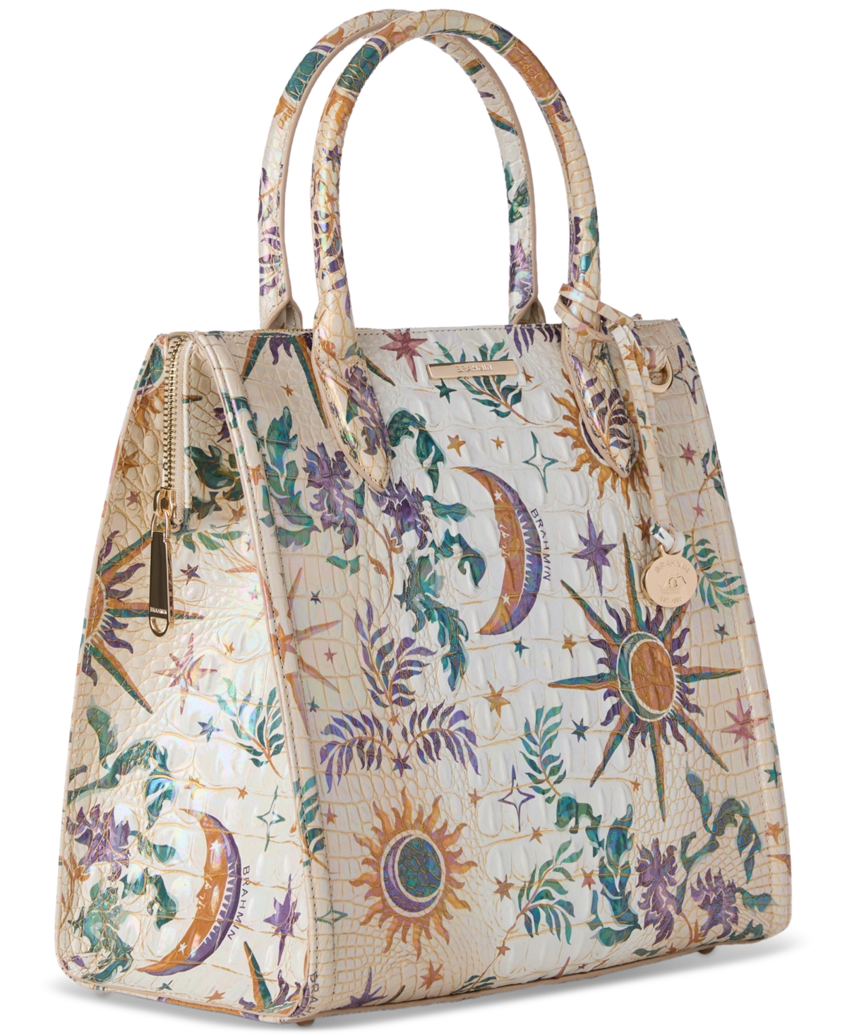 BRAHMIN CAROLINE MELBOURNE EMBOSSED LEATHER SATCHEL