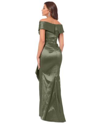 XSCAPE Women's Metallic Jacquard Off-The-Shoulder Gown - Dresses & Skirts - Free Shipping