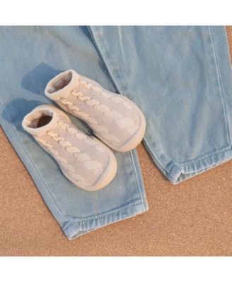 Toddler First Walk Sock Shoes - Cable Dark Beige