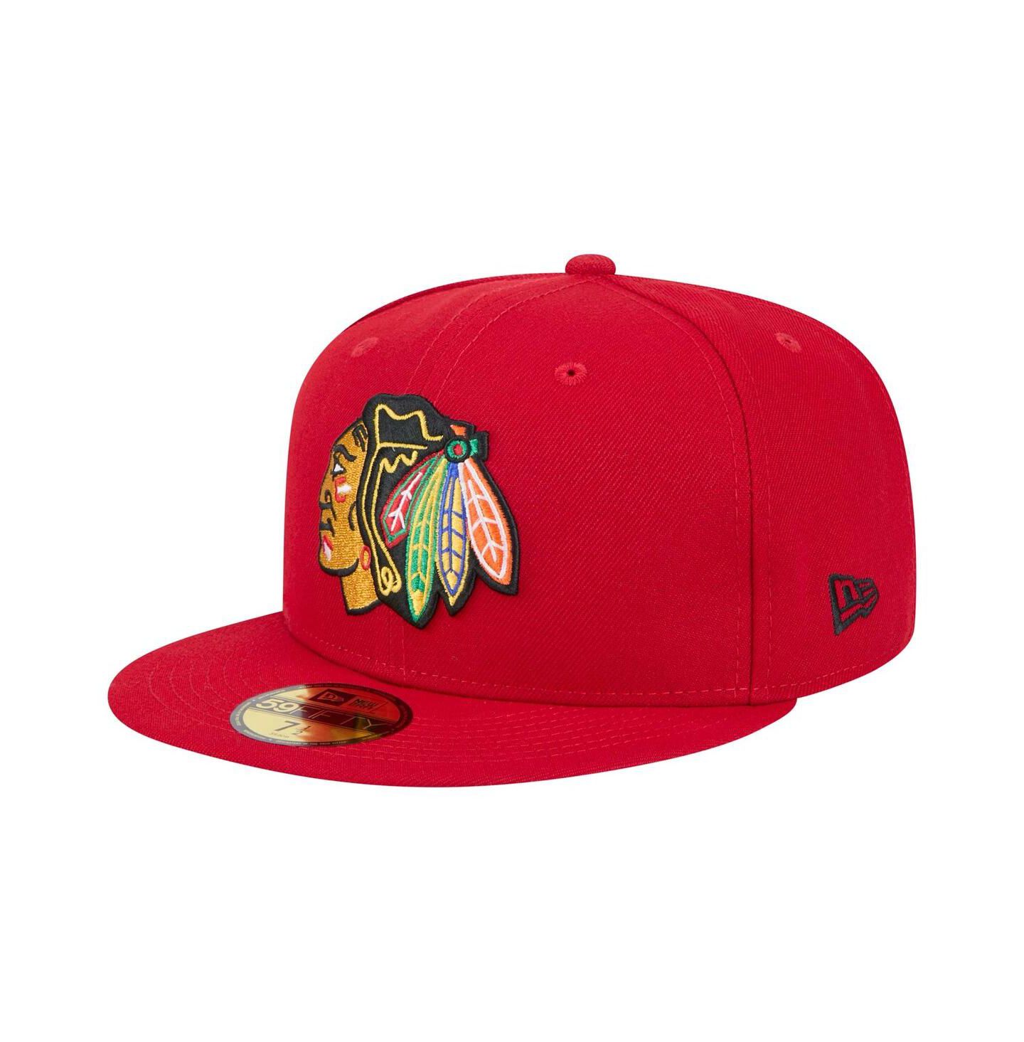 Мужская кепка New Era Red Chicago Blackhawks Core 59FIFTY Fitted Hat — фото 1