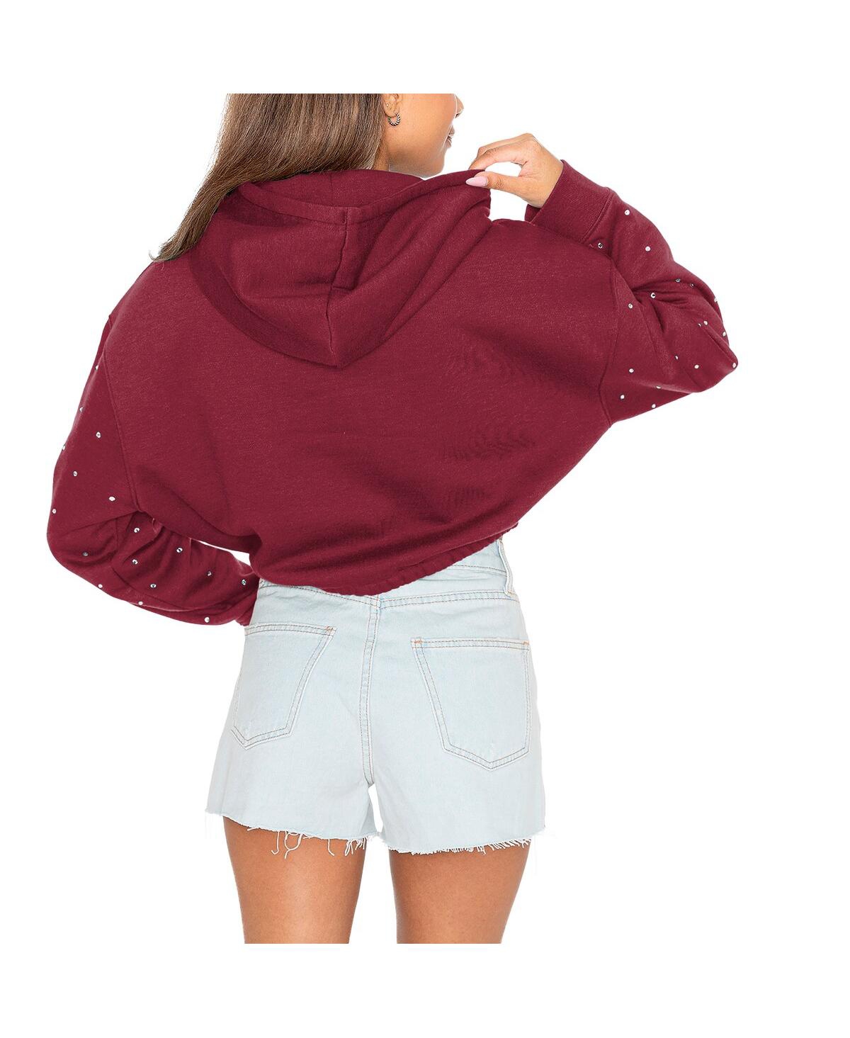 Shop Gameday Couture Women's Garnet Florida State Seminoles Can't Lose Rhinestone Cropped Pullover Hoodie