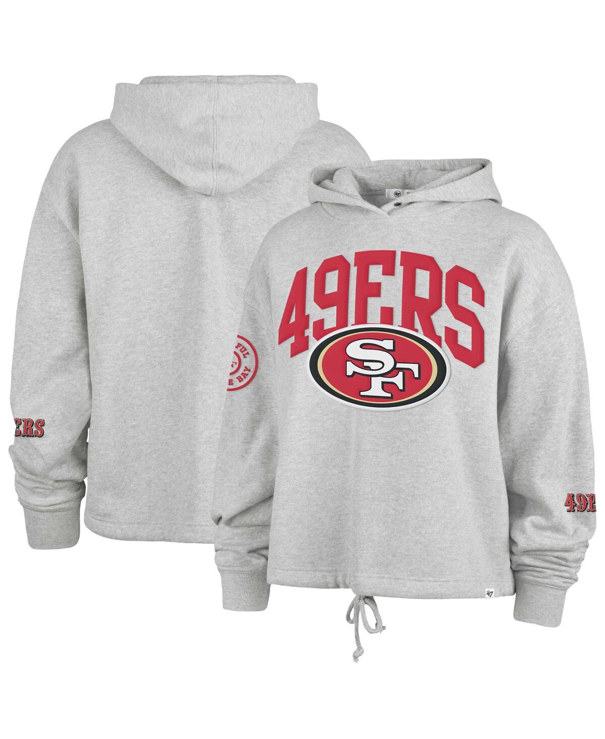 47 BRAND WOMEN'S HEATHER GRAY SAN FRANCISCO 49ERS HIGH HOPES LONG SLEEVE CROPPED HOODIE 