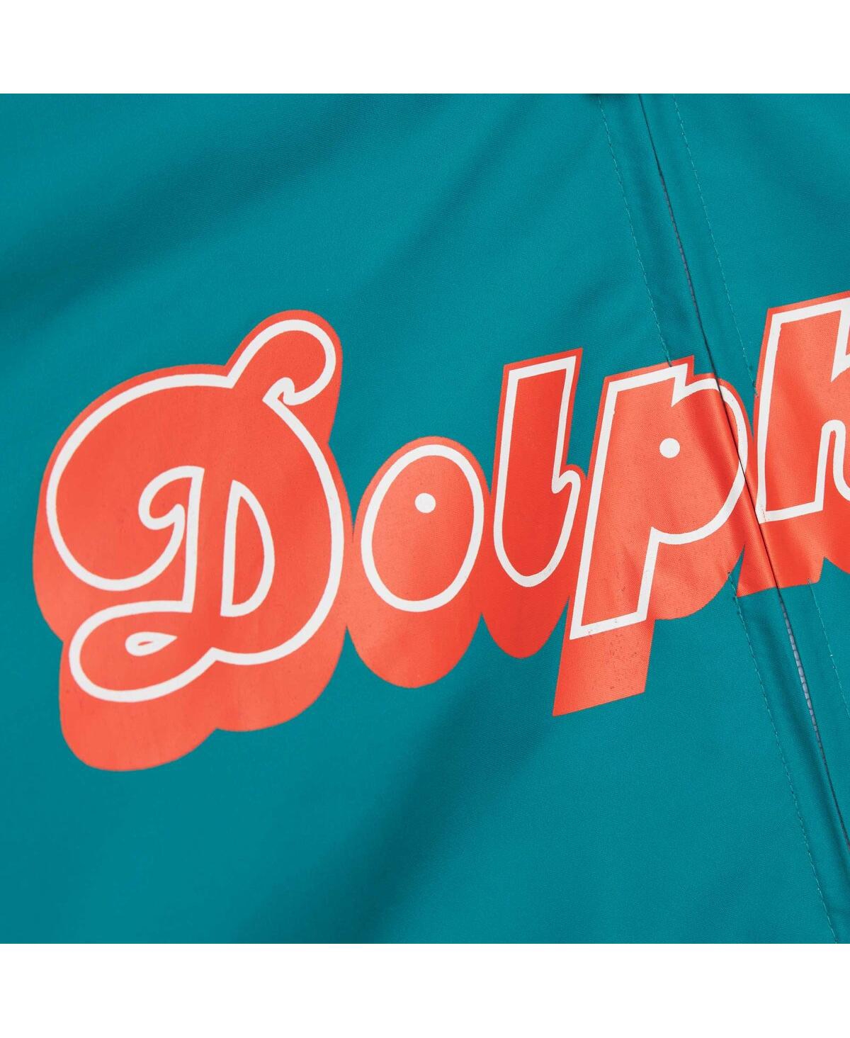 Mitchell & Ness Men's Dan Marino Aqua Miami Dolphins Retired Player Graphic Full-snap Satin Jacket In Aqua