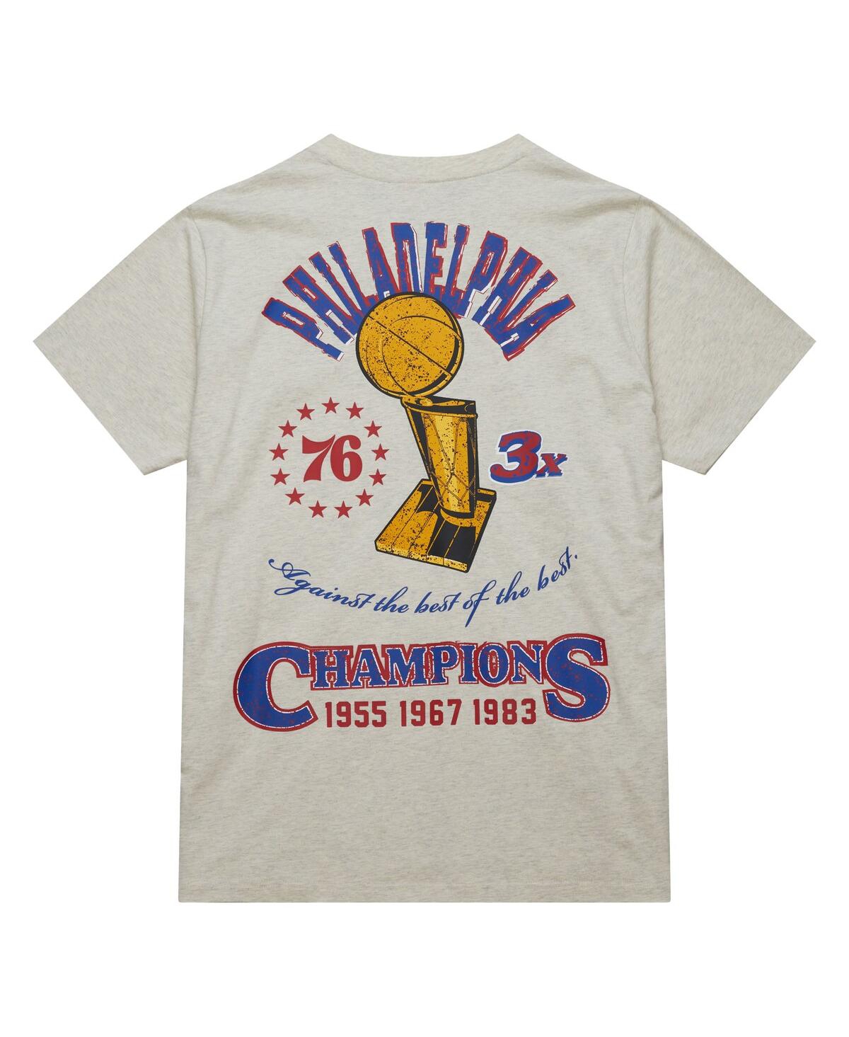 Mitchell & Ness Men'sPhiladelphia 76ers Hardwood Classics Legacy Defined Retro Championship T-Shirt - Oatmeal