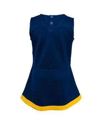 Big Girls Navy Michigan Wolverines Cheer Captain Jumper Dress