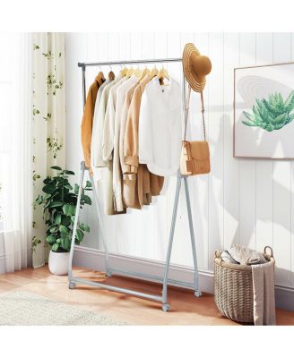 Extendable Foldable Heavy Duty Clothing Rack with Hanging Rod