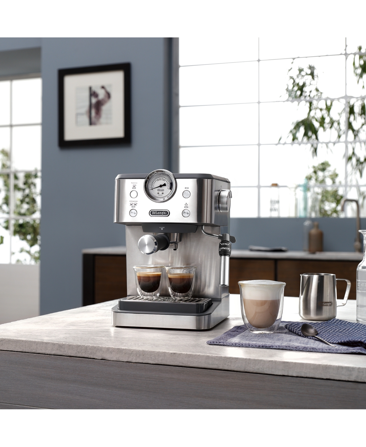 Shop Delonghi Linea Classic Espresso Machine In Stainless Steel  Grey
