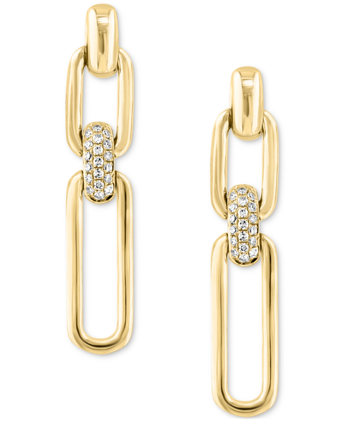 Diamond Link Drop Earrings (1/10 ct. t.w.) in 14k Yellow Gold - Yellow Gold