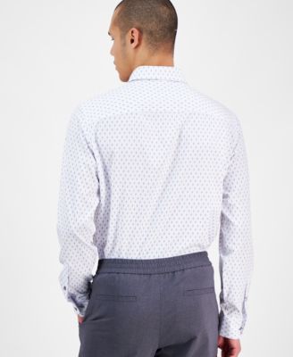 Men's Slim Fit Long Sleeve Button-Front Dash Diamond Print Shirt, Exclusively at Macy's