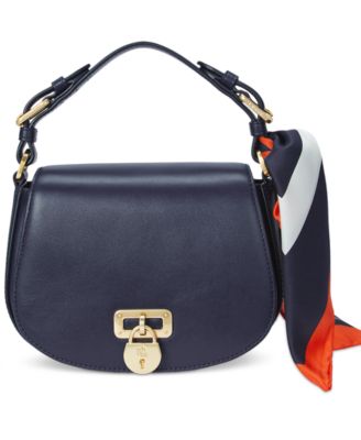 Lauren Ralph Lauren - Scarf-Trim Small Leather Tanner Crossbody Bag