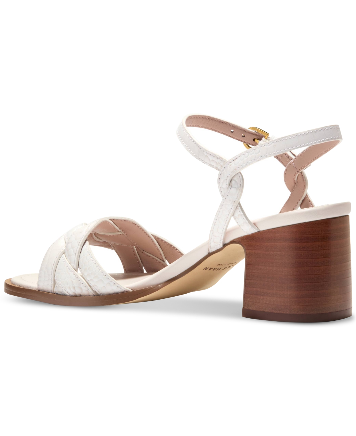 Cole Haan Ambrose Braid Ankle Strap Sandal In Ivory Croc