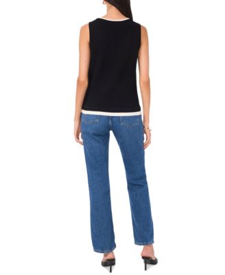 Women's Contrast-Trim Sleeveless Sweater