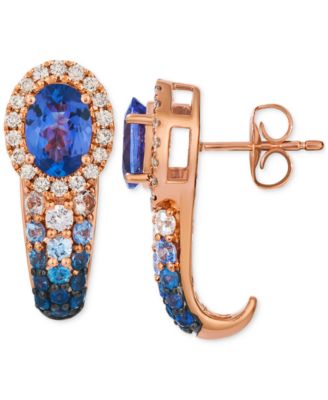 Multi-Gemstone (2-1/10 ct. t.w.) & Nude Diamond (1/4 ct. t.w.) Ombr&eacute; Drop Earrings in 14k Rose Gold